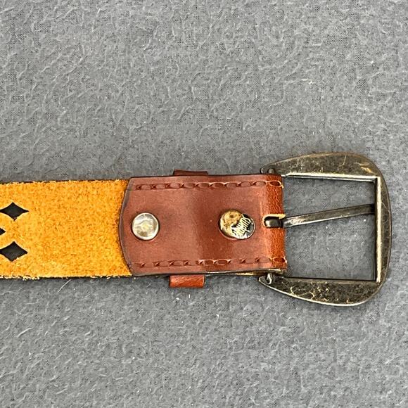 Vintage Brown Genuine Leather Belt Cut Out Tooled Women Large 27.5” - 31.5” - Picture 6 of 8